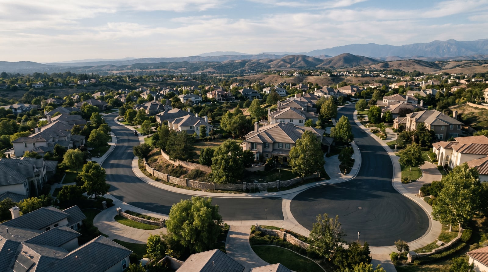 An RC Hobbs community in the Southern California foothills at golden hour — from the land they develop to the homes they build